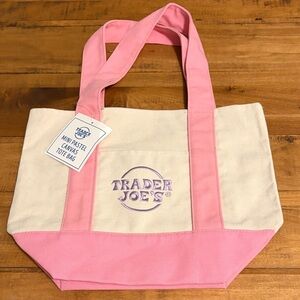 Trader Joe’s Pink and Cream Canvas Tote Bag